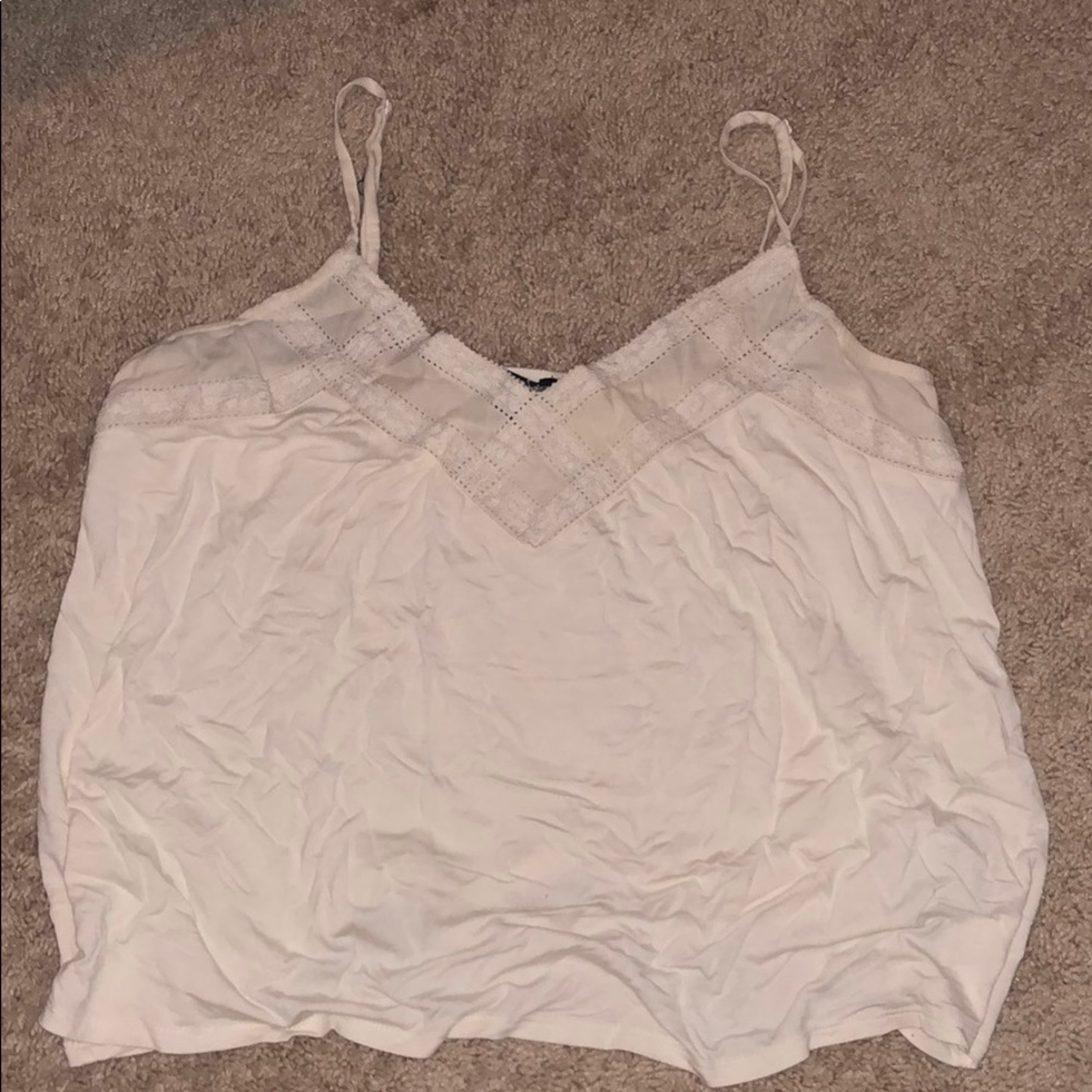 Crop tank top with lace top - cream size large